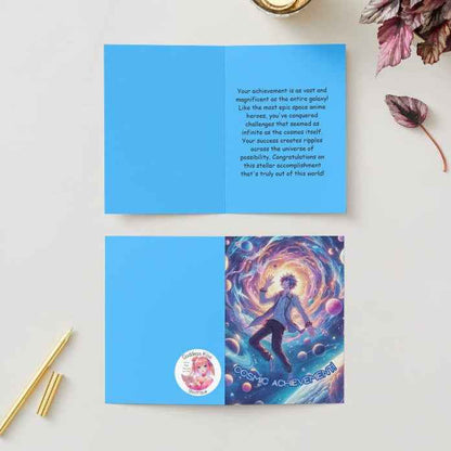 Anime Congratulations Card - Cosmic Achievement Galaxy - Space Congratulations Card