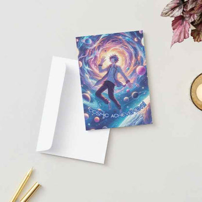 Anime Congratulations Card - Cosmic Achievement Galaxy - Space Congratulations Card