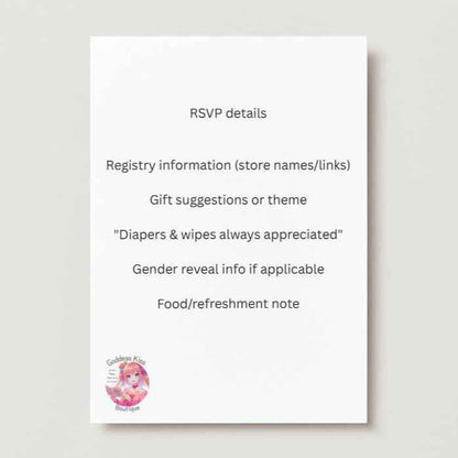 Custom Anime Baby Shower Invitations - 50 Pack for $50 with Upload or Custom Design