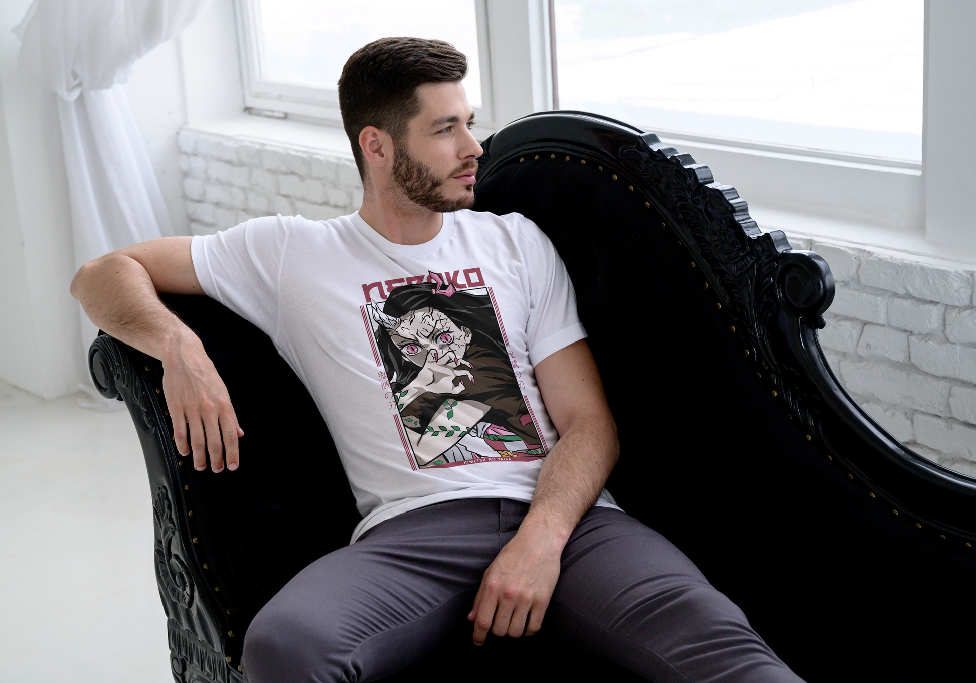 Demon Slayer Nezuko Kamado T-Shirt - Awakened Demon Form Vine Pattern Design | Premium Unisex Triblend Tee