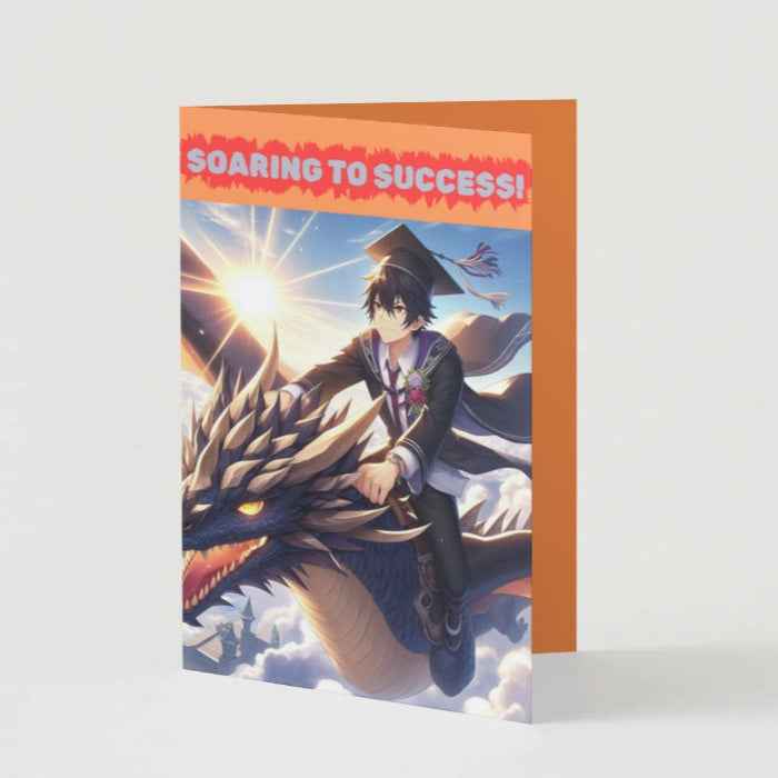 Anime Graduation Card - Dragon Academy Valedictorian - Fantasy Graduation Card