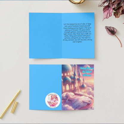 Anime Get Well Card - Dreamscape Recovery Design - Peaceful Rest Fantasy Card - Goddess Kiss Boutique