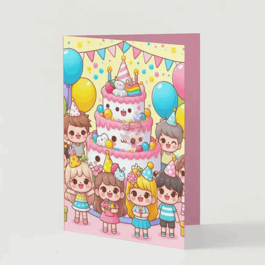 Chibi Birthday Card for an anime lover. Pink
