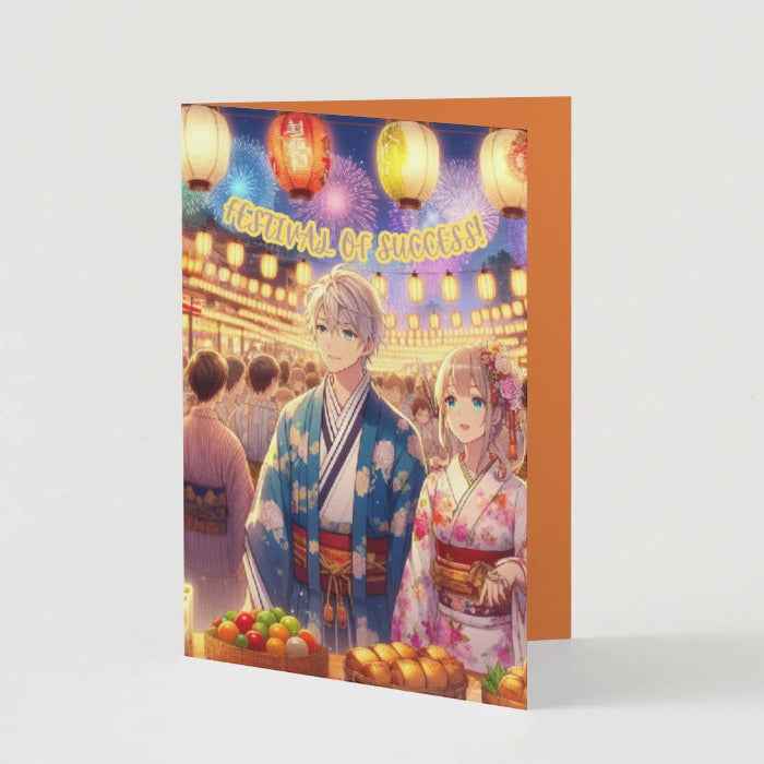 Anime Congratulations Card - Festival Celebration Matsuri - Japanese-Inspired Congratulations Card