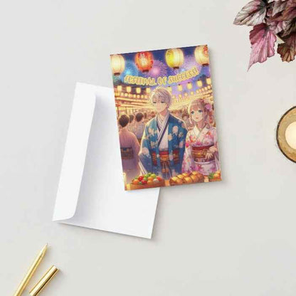 Anime Congratulations Card - Festival Celebration Matsuri - Japanese-Inspired Congratulations Card