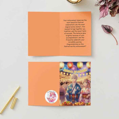 Anime Congratulations Card - Festival Celebration Matsuri - Japanese-Inspired Congratulations Card