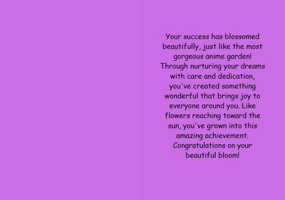 Anime Congratulations Card - Flower Power Success - Floral Congratulations Card