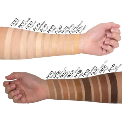 Swatches of Radiant Glow Foundation - 16 Shades | Natural Medium to Full Coverage Vegan Paraben-free (30 mL)