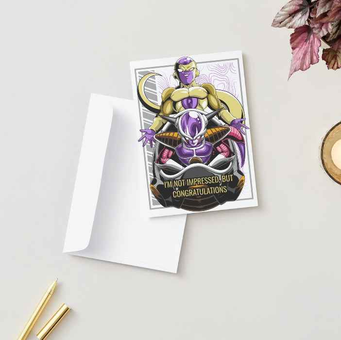 Dragon Ball Z Frieza Humor Card - "I'm Not Impressed, But Congratulations" | Anime Greeting Card