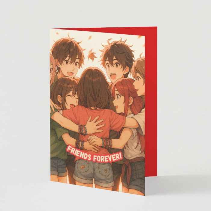 Anime Congratulations Card - Team Spirit Congratulations - Friend Group Congratulations Card