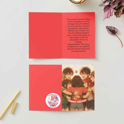 Anime Congratulations Card - Team Spirit Congratulations - Friend Group Congratulations Card