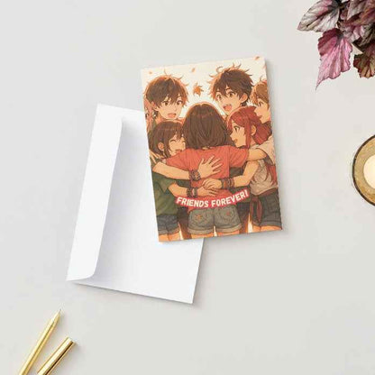 Anime Congratulations Card - Team Spirit Congratulations - Friend Group Congratulations Card