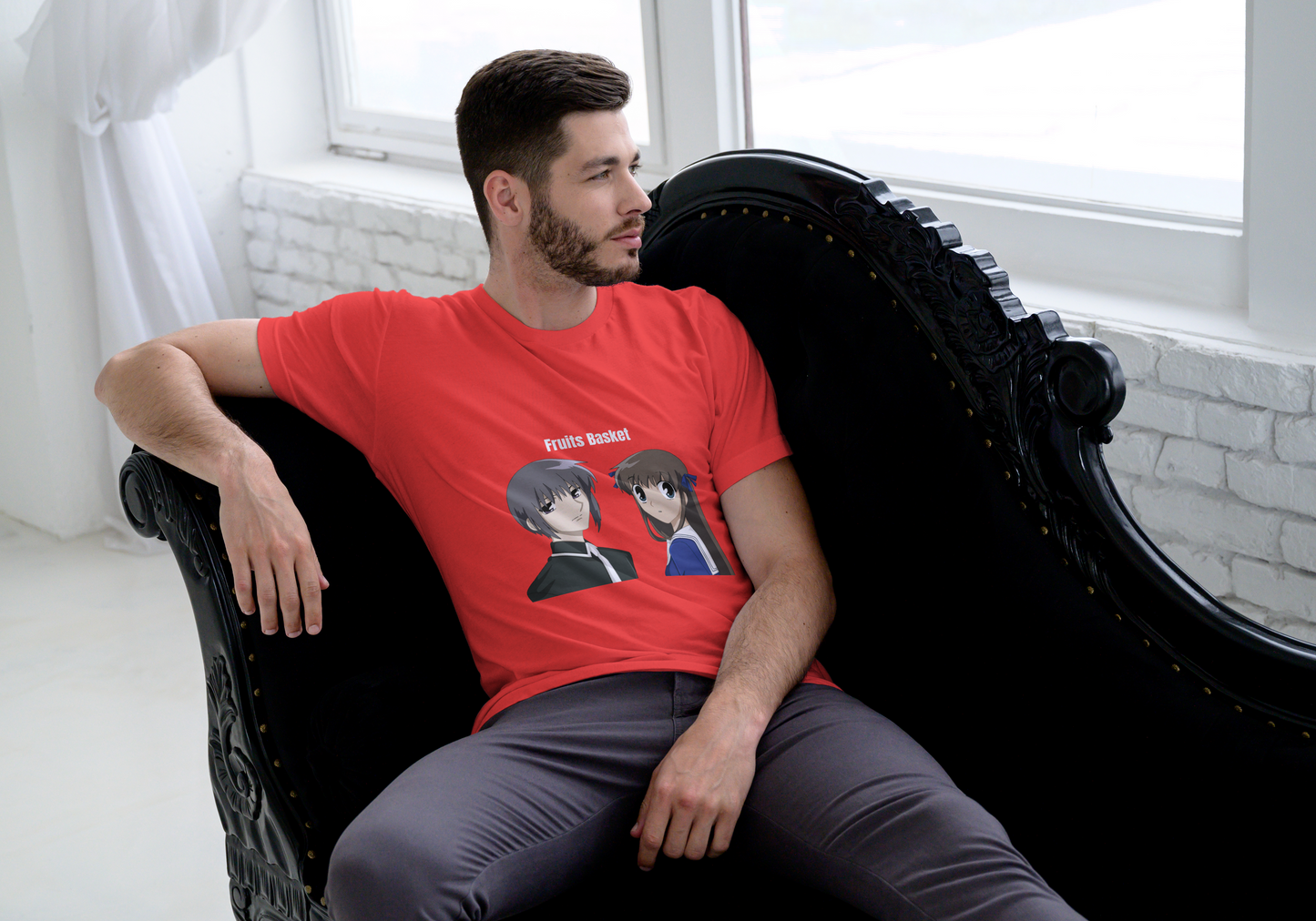 Fruits Basket Anime T-Shirt - Yuki & Tohru Character Design | Premium Triblend Tee