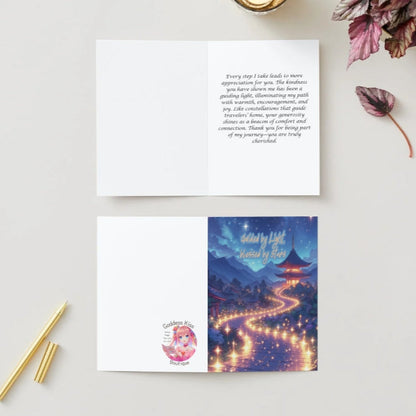 Anime Thank You Card - Glowing Star Path Design - Spiritual Journey Gratitude Card - Goddess Kiss Boutique