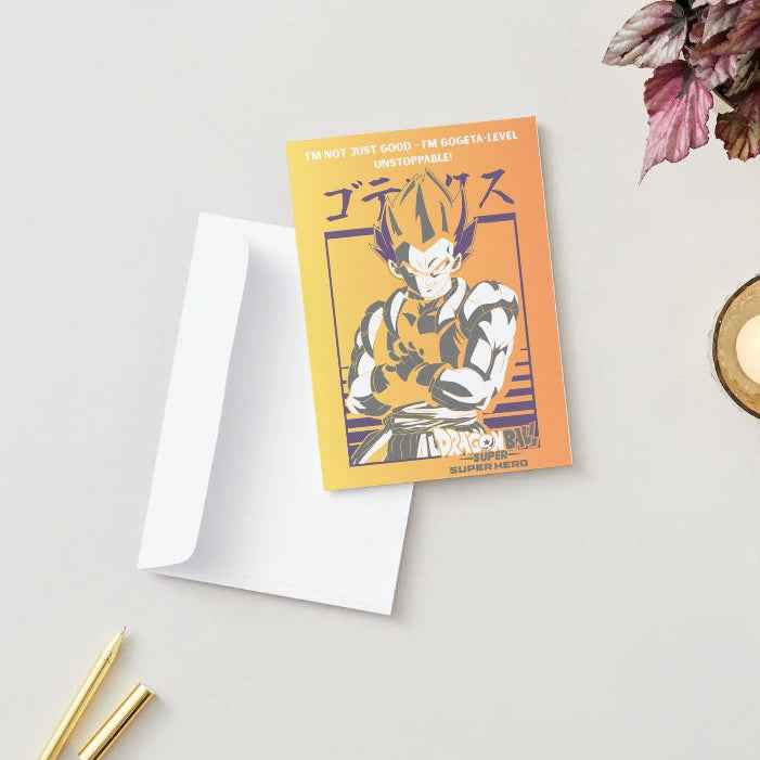Dragon Ball Z Gogeta Humor Card - "I'm Gogeta-Level Unstoppable" | Anime Greeting Card