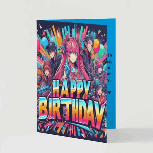 Anime Style Hand-Designed Birthday Greeting Card - Goddess Kiss Boutique