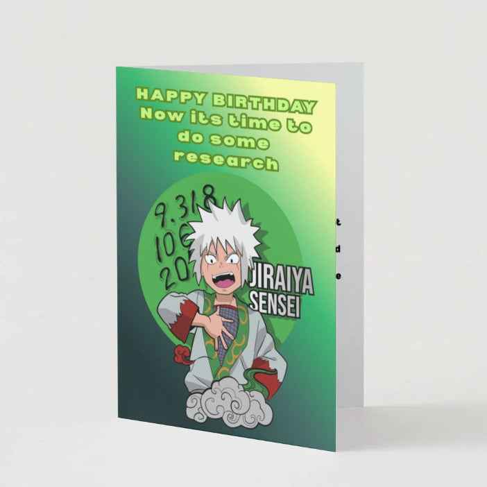 Naruto Jiraiya Funny Birthday Card - "Research" Humor | Anime Birthday Greeting Card
