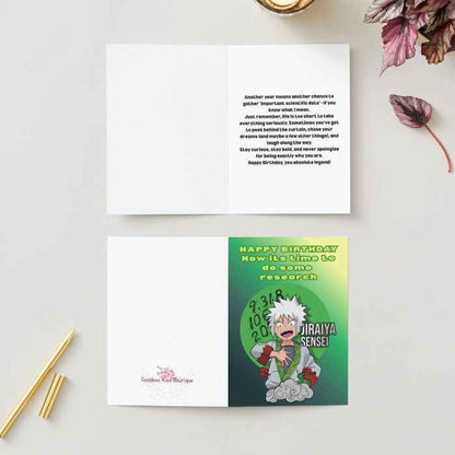 Naruto Jiraiya Funny Birthday Card - "Research" Humor | Anime Birthday Greeting Card