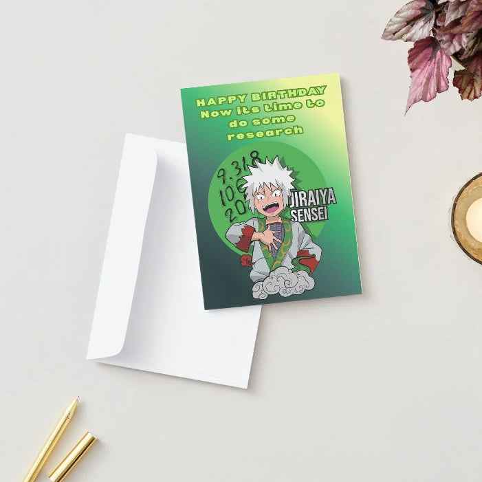 Naruto Jiraiya Funny Birthday Card - "Research" Humor | Anime Birthday Greeting Card