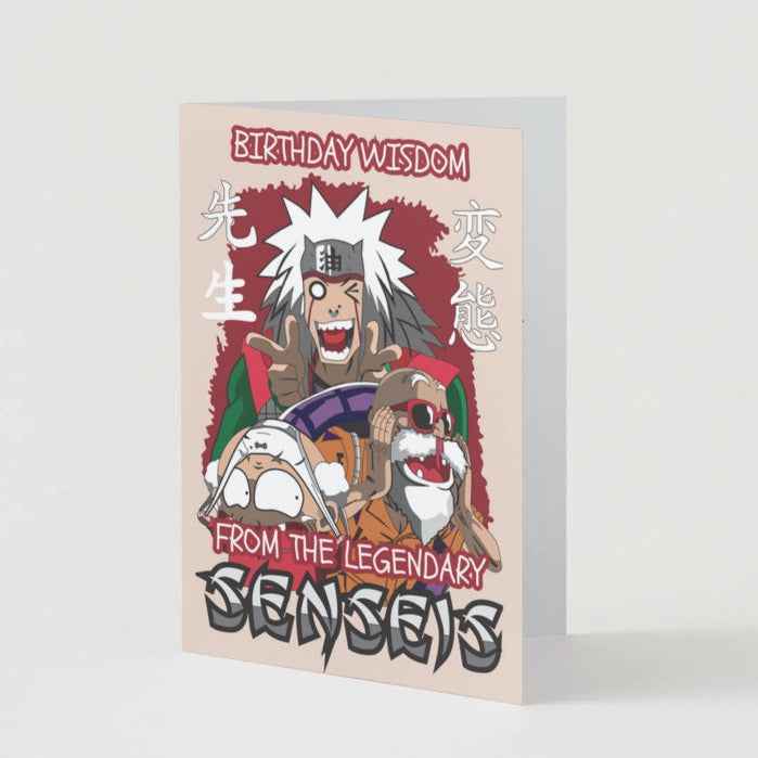 Anime Crossover Birthday Card - Jiraiya Master Roshi Naruto "Legendary Senseis" | Anime Birthday Greeting Card