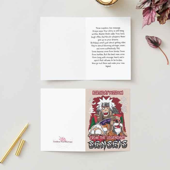 Anime Crossover Birthday Card - Jiraiya Master Roshi Naruto "Legendary Senseis" | Anime Birthday Greeting Card