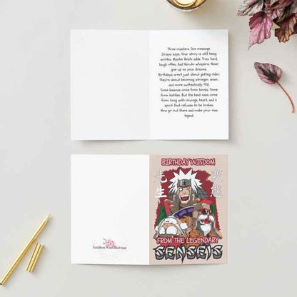 Anime Crossover Birthday Card - Jiraiya Master Roshi Naruto "Legendary Senseis" | Anime Birthday Greeting Card