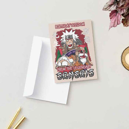 Anime Crossover Birthday Card - Jiraiya Master Roshi Naruto "Legendary Senseis" | Anime Birthday Greeting Card