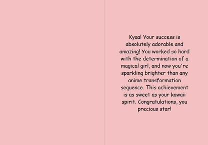 Anime Congratulations Card - Kawaii Success Sparkles - Cute Congratulations Card