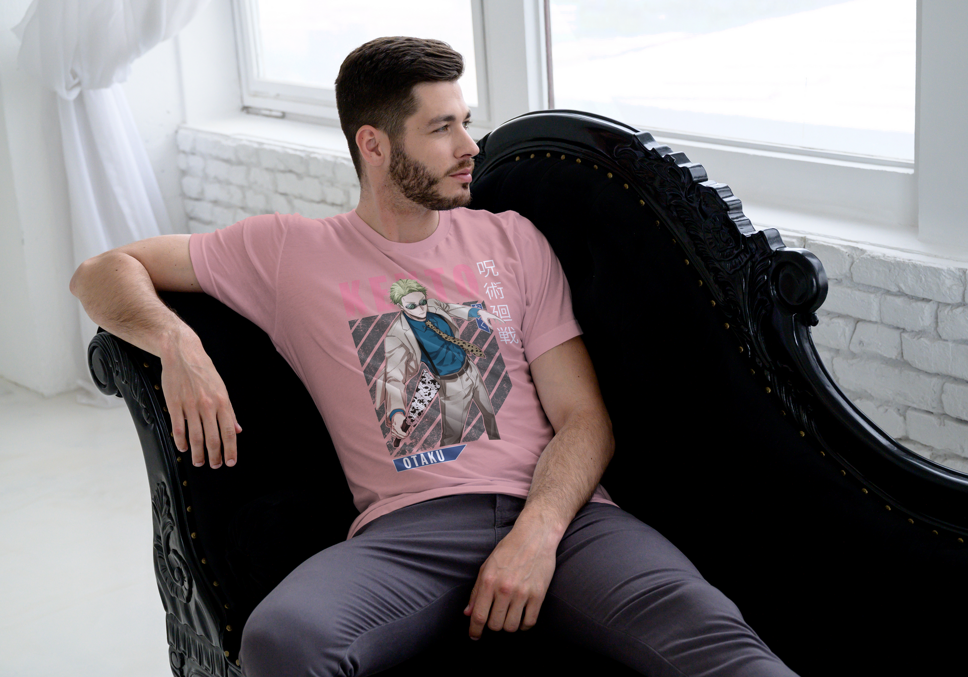 Jujutsu Kaisen Kento Nanami T-Shirt - Pink Dynamic Action Design | Premium Unisex Triblend Tee