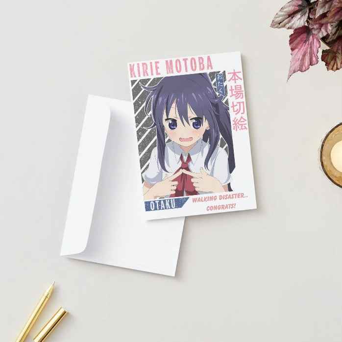 Himouto! Umaru-chan Kirie Motoba Humor Card - "Walking Disaster... Congrats!"