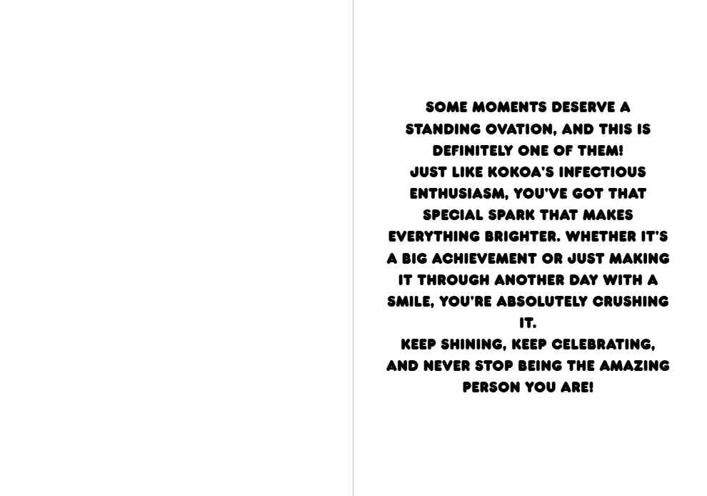 Is the Order a Rabbit? Kokoa Hoto Celebration Card - "You Did It!"