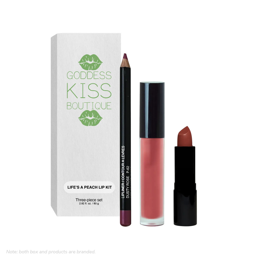Lip Kit with Lip Liner, Lipstick, and Lip Gloss 3-in-1 Trio for Perfect Pout - Life's A Peach 