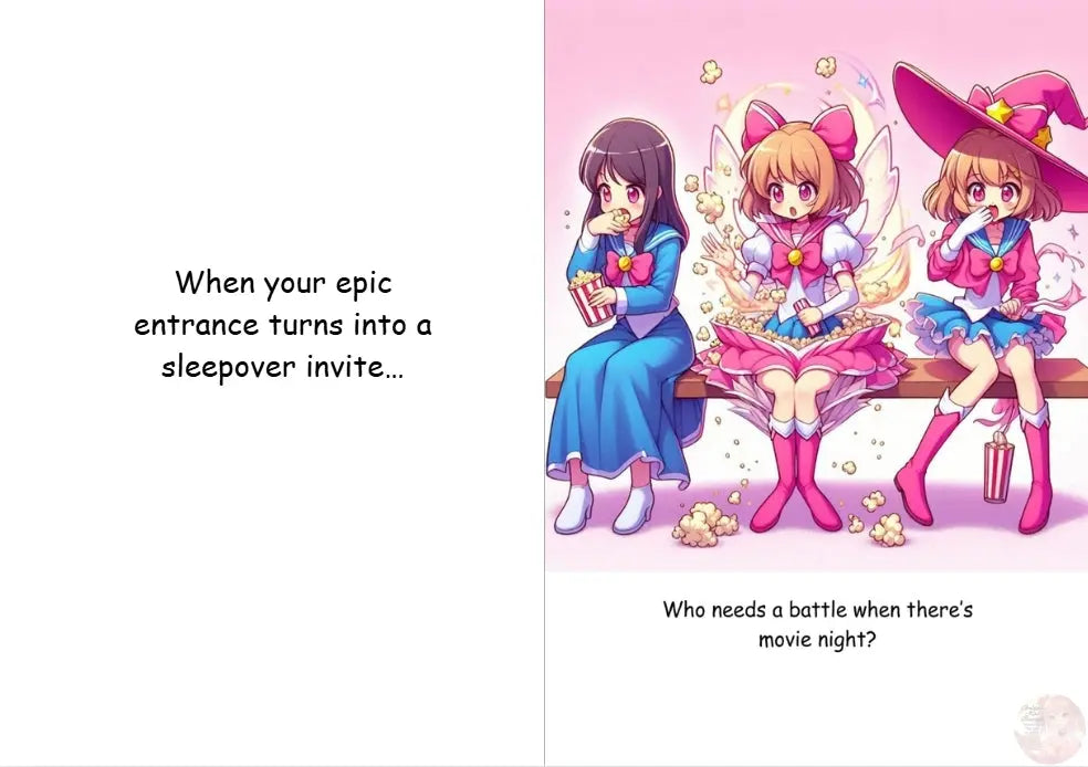 Magical Girl Transformation Fail – Anime Humor Card | Hilarious Greeting Card for Anime Fans - Goddess Kiss Boutique