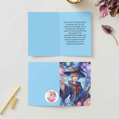 Anime Congratulations Card - Magical Celebration Fireworks - Wizard Congratulations Card