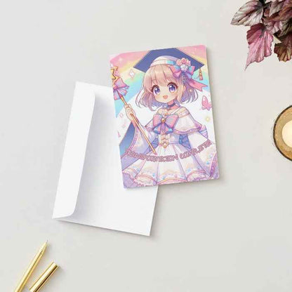 Anime Graduation Card - Magical Girl Scholar - Transformation Graduation Card