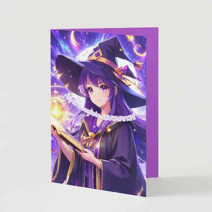 Anime Graduation Card - Magical Scholar Graduate - Witch Graduation Card
