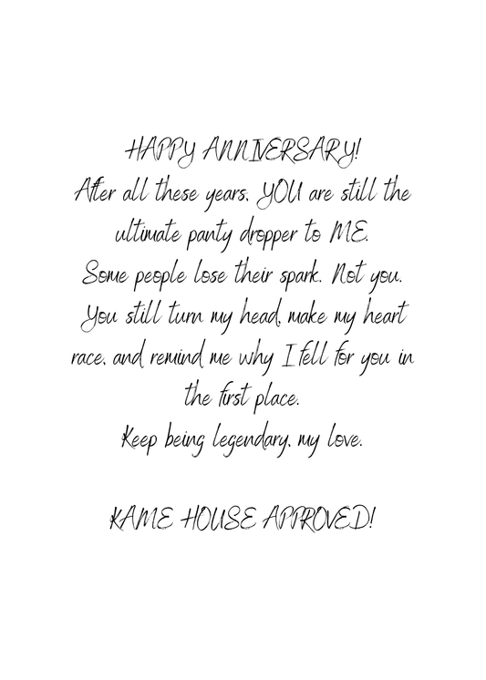 Front Image:
Dragon Ball Z Master Roshi funny anniversary greeting card featuring Turtle Hermit with sunglasses and pink orange gradient background
Inside Image:
Funny yet heartfelt anniversary message inside Master Roshi greeting card celebrating enduring love and legendary spark