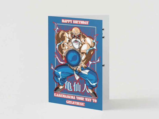 Dragon Ball Z Master Roshi Birthday Card - "Kamehameha Your Way to Greatness" | Anime Birthday Greeting Card