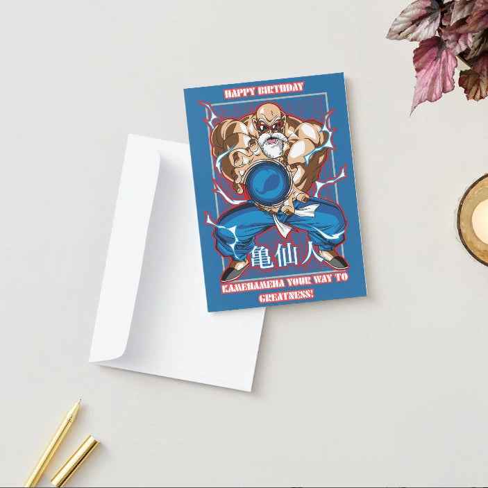 Dragon Ball Z Master Roshi Birthday Card - "Kamehameha Your Way to Greatness" | Anime Birthday Greeting Card