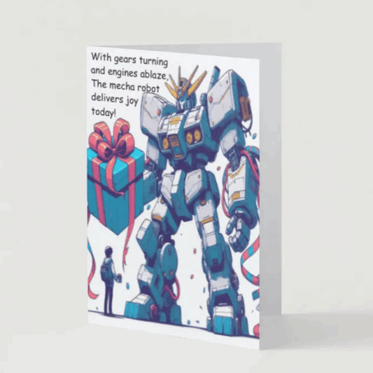 Birthday Card with an Epic Mecha Robot w