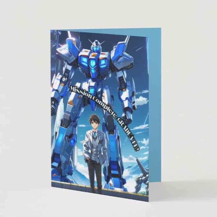 Anime Graduation Card - Mecha Pilot Academy Graduate - Robot Graduation Card