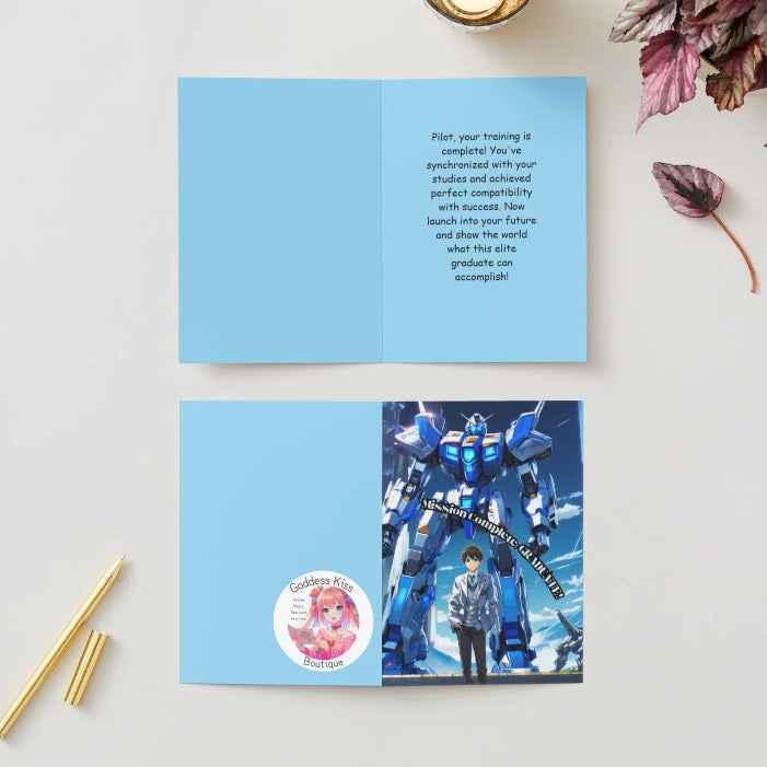 Anime Graduation Card - Mecha Pilot Academy Graduate - Robot Graduation Card