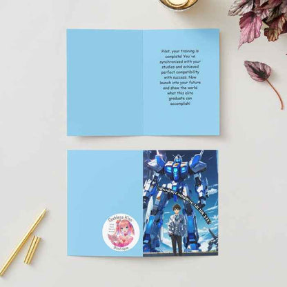 Anime Graduation Card - Mecha Pilot Academy Graduate - Robot Graduation Card