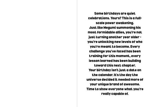 Jujutsu Kaisen Megumi Fushiguro Birthday Card - "Unleash Your Birthday Power"