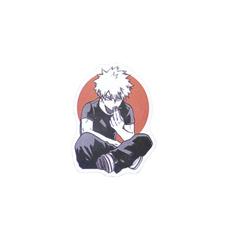 Collection of 100 My Hero Academia anime character stickers featuring popular heroes like Deku, Bakugo, Todoroki, All Might, and other beloved MHA characters, available as individual $1 vinyl stickers