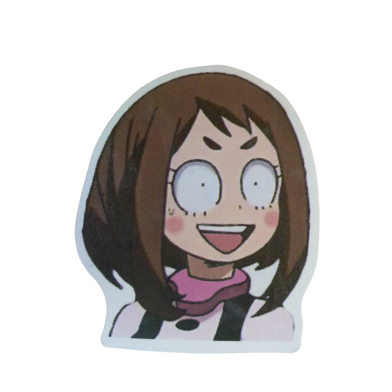 Collection of 100 My Hero Academia anime character stickers featuring popular heroes like Deku, Bakugo, Todoroki, All Might, and other beloved MHA characters, available as individual $1 vinyl stickers