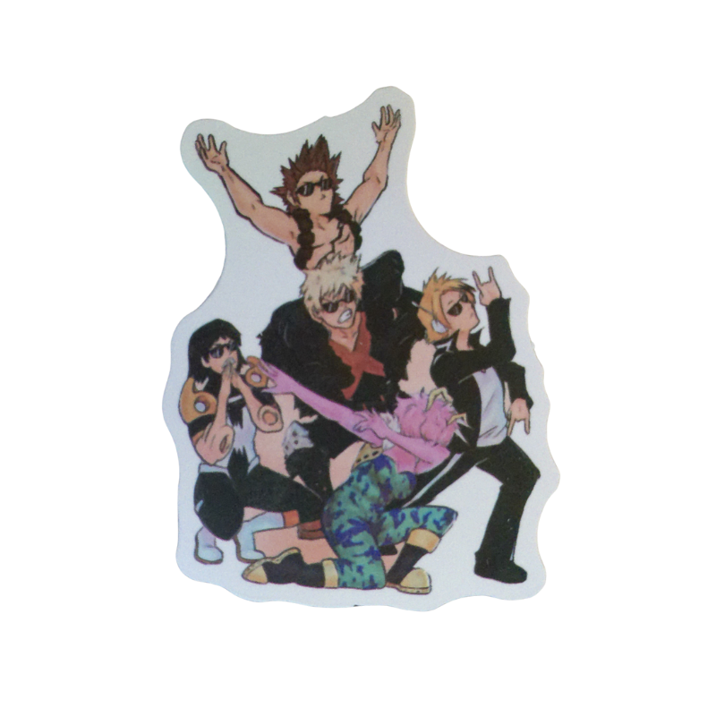 Collection of 100 My Hero Academia anime character stickers featuring popular heroes like Deku, Bakugo, Todoroki, All Might, and other beloved MHA characters, available as individual $1 vinyl stickers