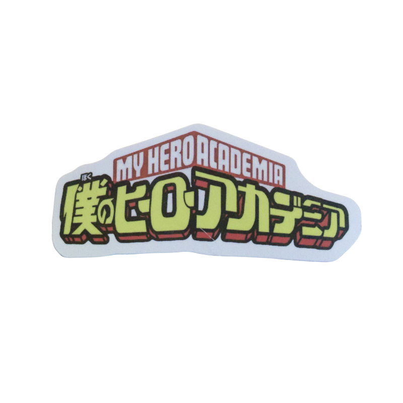 Collection of 100 My Hero Academia anime character stickers featuring popular heroes like Deku, Bakugo, Todoroki, All Might, and other beloved MHA characters, available as individual $1 vinyl stickers