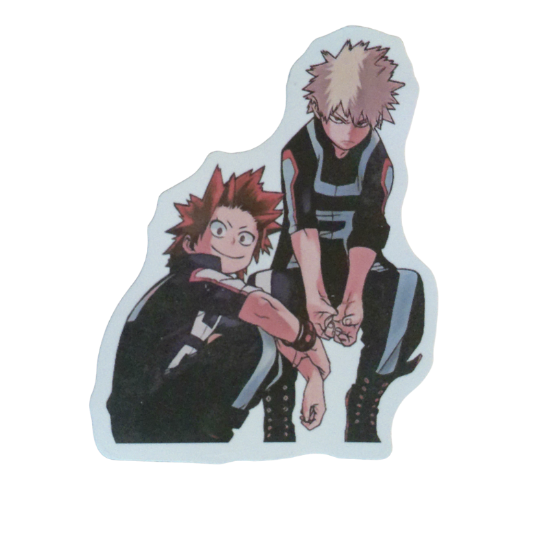Collection of 100 My Hero Academia anime character stickers featuring popular heroes like Deku, Bakugo, Todoroki, All Might, and other beloved MHA characters, available as individual $1 vinyl stickers