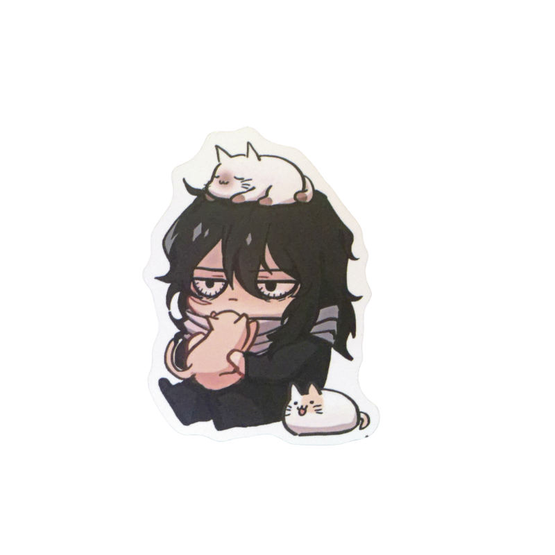 Collection of 100 My Hero Academia anime character stickers featuring popular heroes like Deku, Bakugo, Todoroki, All Might, and other beloved MHA characters, available as individual $1 vinyl stickers